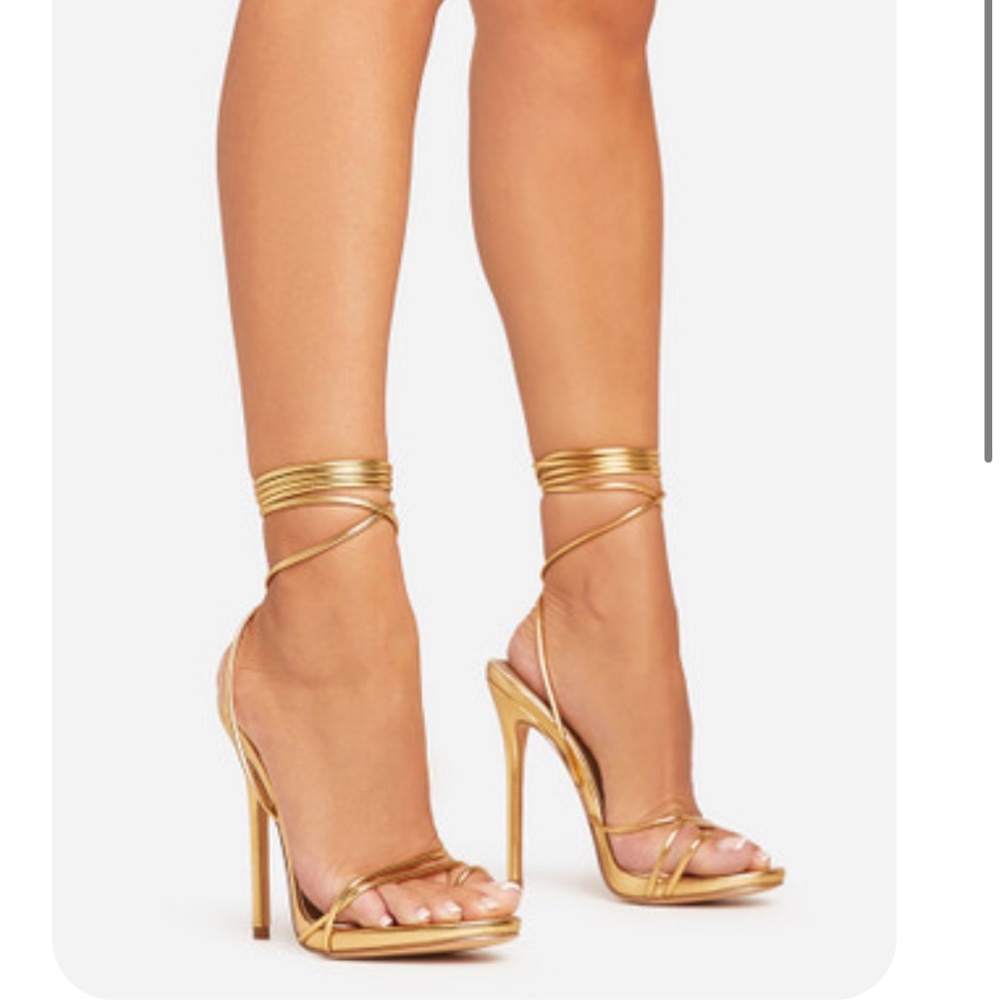 EGO Gold Wrap-Around Strappy Stiletto Sandals